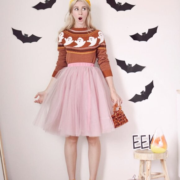 Modcloth Brown You've Been Fair Isle Ghosted Sweater, XL - Picture 2 of 9